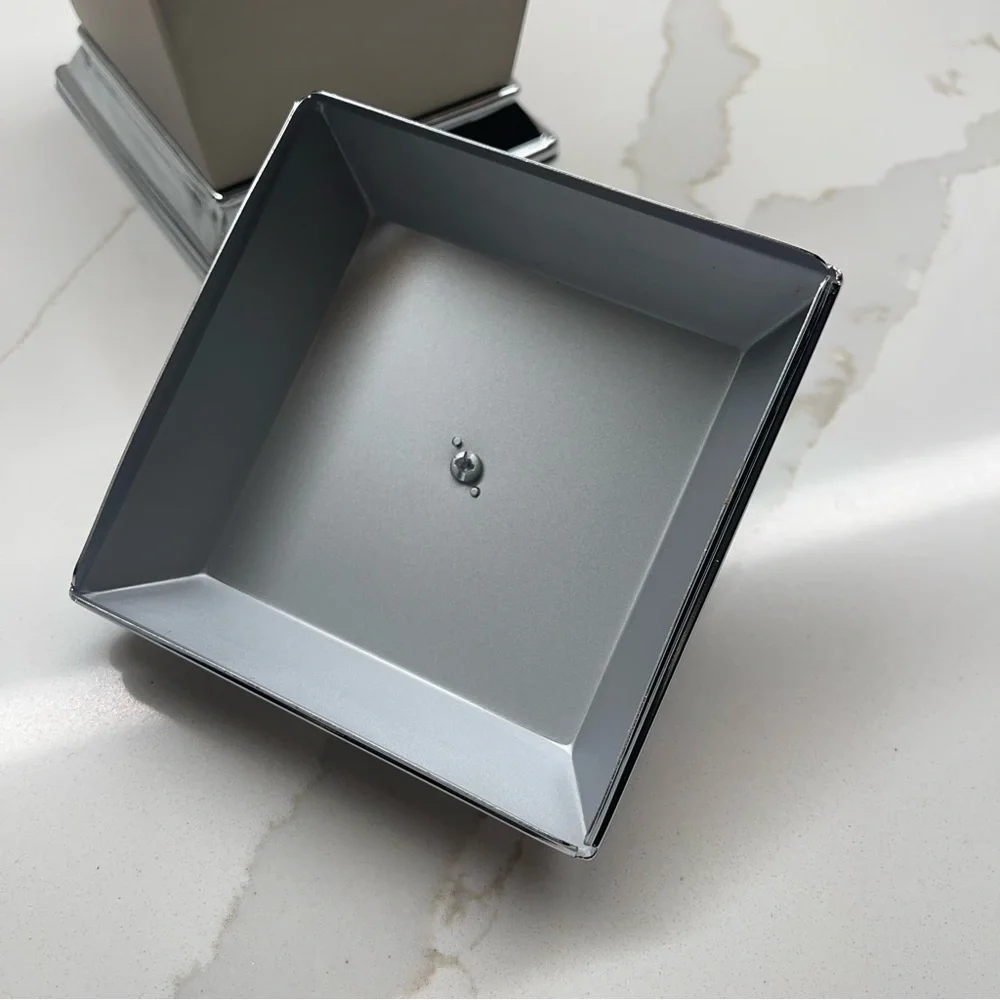 Square Silver cotton ball or swabs. Bathroom container brand new never used